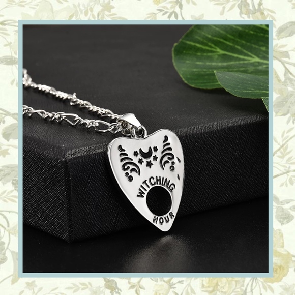 🌸 OUIJA SILVER 18" NECKLACE WITCHING HOUR PENDANT MAGIC EYE READER SPELL HOUR - Picture 1 of 11